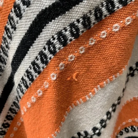 Vintage 70s poncho white orange fringed - Picture 5 of 14